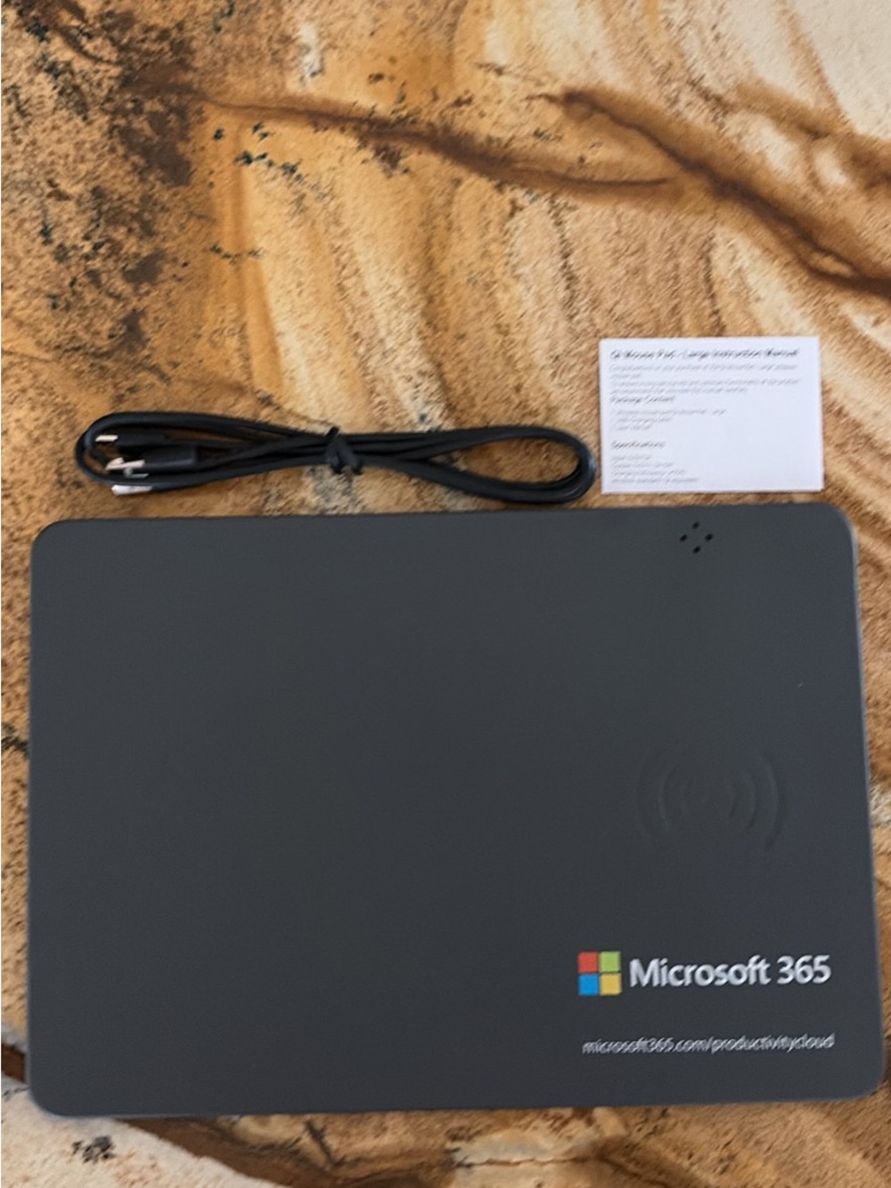 Microsoft 365 Gray Wireless Charging Pad with USB Cable